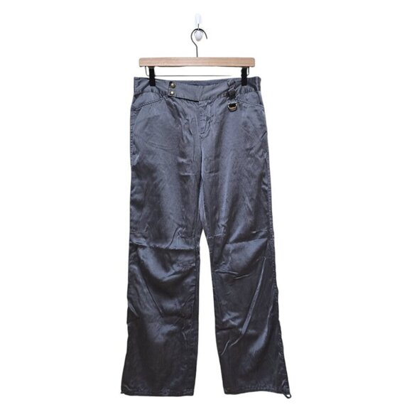 Free People Gray Metallic Silk Blend Mid-Rise Wide Leg Pants Sz 8 - Picture 1 of 9